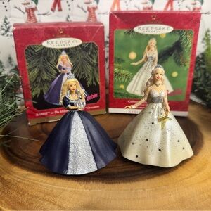 Barbie Hallmark Ornament Celebration Barbie 2001 & Millennium Princess 1999